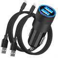 Apple Mfi Certified Iphone Car Charger Fast Charging 4.8A Car Phone Charger |  Dual USB Power Cigarette Lighter Adapter + 2Pack Lightning Braided Cord for Iphone 14 13 12 11 Pro XS XR X 8 SE Ipad