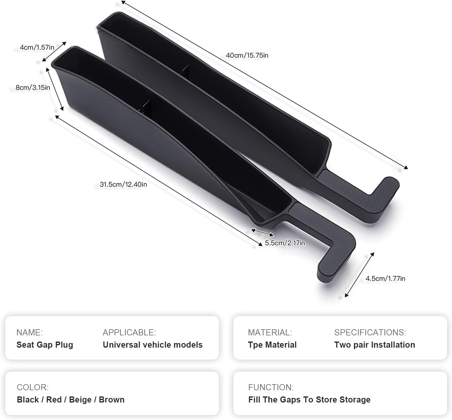 2pc Car Seat Gap Filler