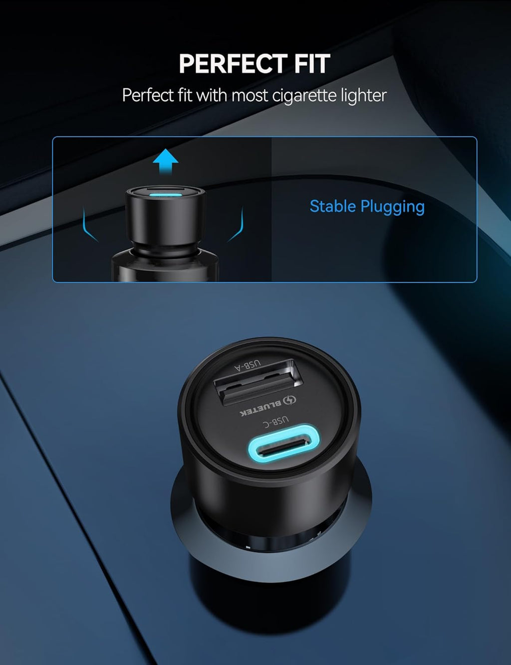 USB Car Charger[2Pack], 48W 2-Port Cigarette Lighter Fast Chargering, PD&QC3.0 USBC Car Charger Adapter Compatible with Iphone 17/16/15/14 Pro Max/Plus Galaxy