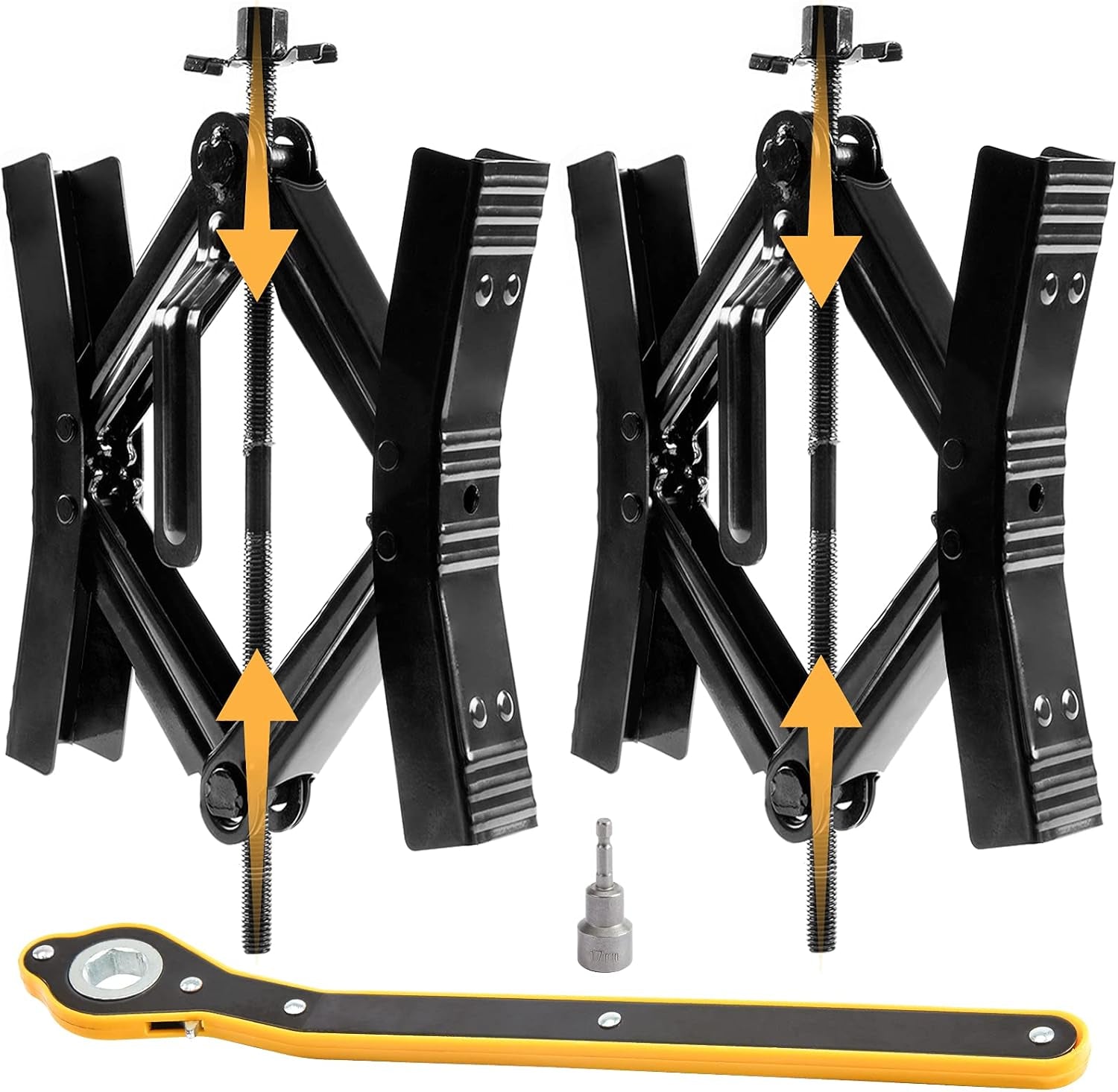 Camper Wheel Chock Stabilizer 2 Sets, Double Speed Heavy Duty Truck RV Tire Scissor Locking X Chock, Camper Accessories for Travel Trailers Tire Chalks, anti Rust Coating, Fit for 3.5” to 12”